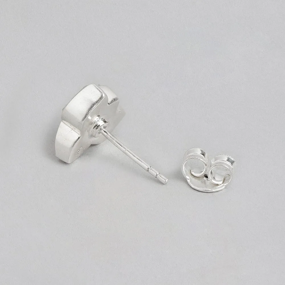 92.5 Silver White Kundan Sacred Stud Earrings
