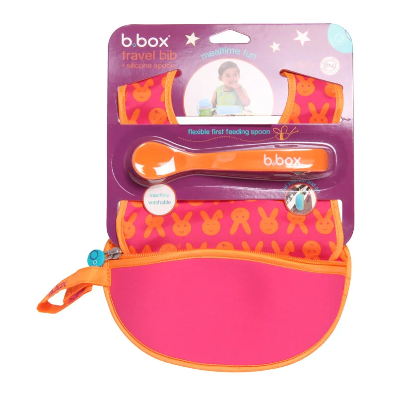 B.box Travel Bib   Silicone Spoon (Hip Hop)