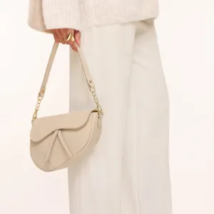 Beige Leren Saddle - Tas