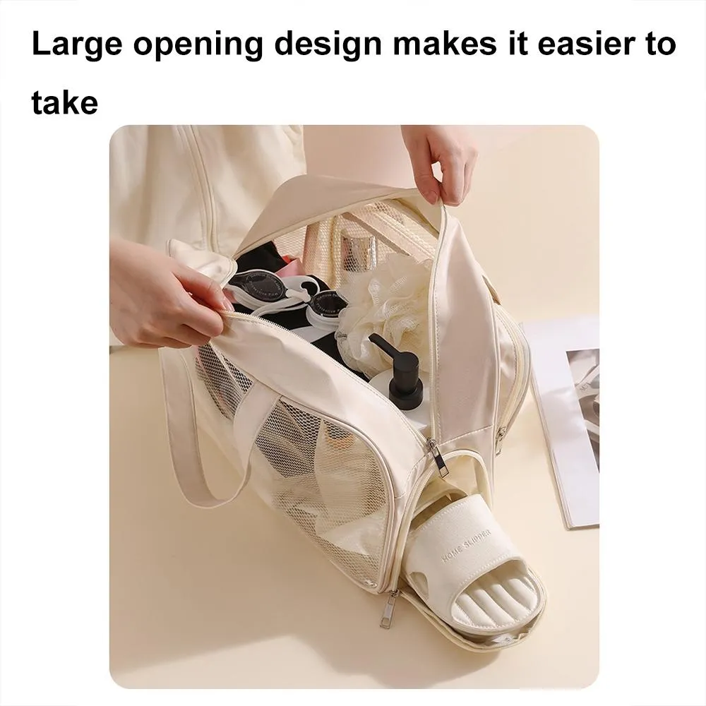 Beige Waterproof Beach Bag For Toiletries Cosmetics L For Swimming Travel