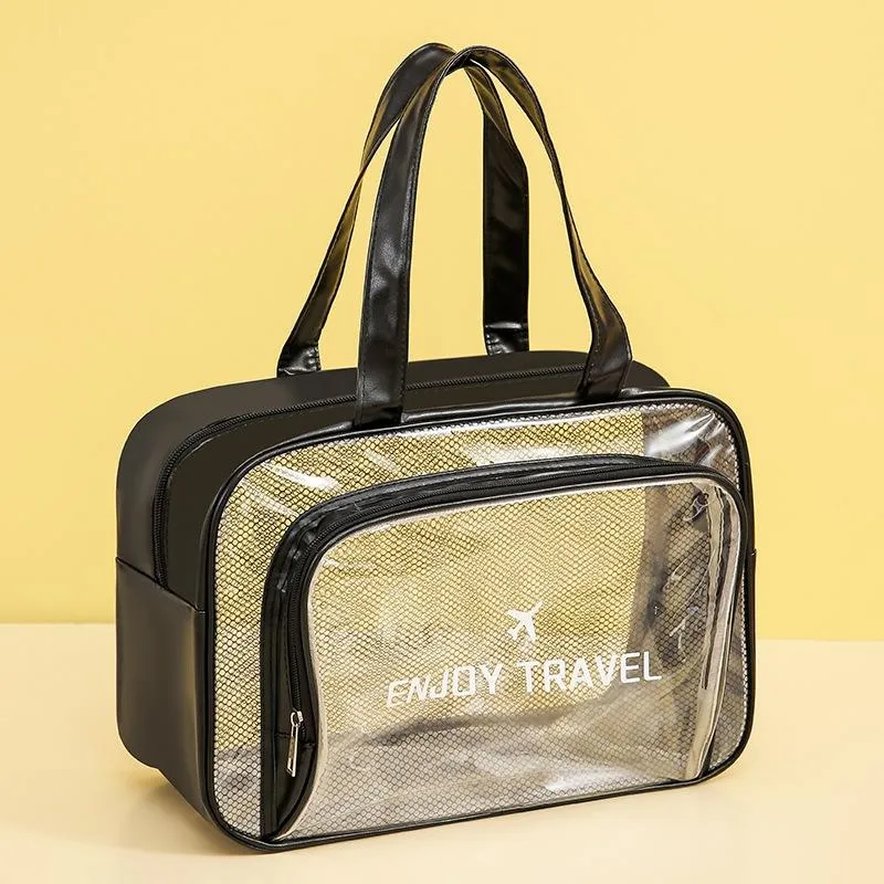 Beige Waterproof Beach Bag For Toiletries Cosmetics L For Swimming Travel