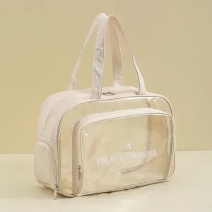 Beige Waterproof Beach Bag For Toiletries Cosmetics L For Swimming Travel