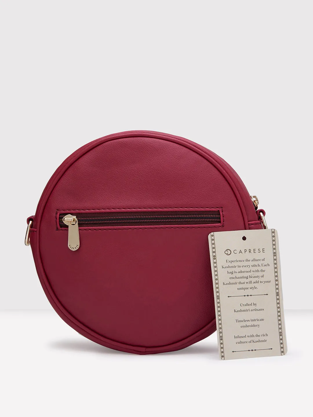 Caprese Tresna Embroidery Medium Sling Handbag Maroon