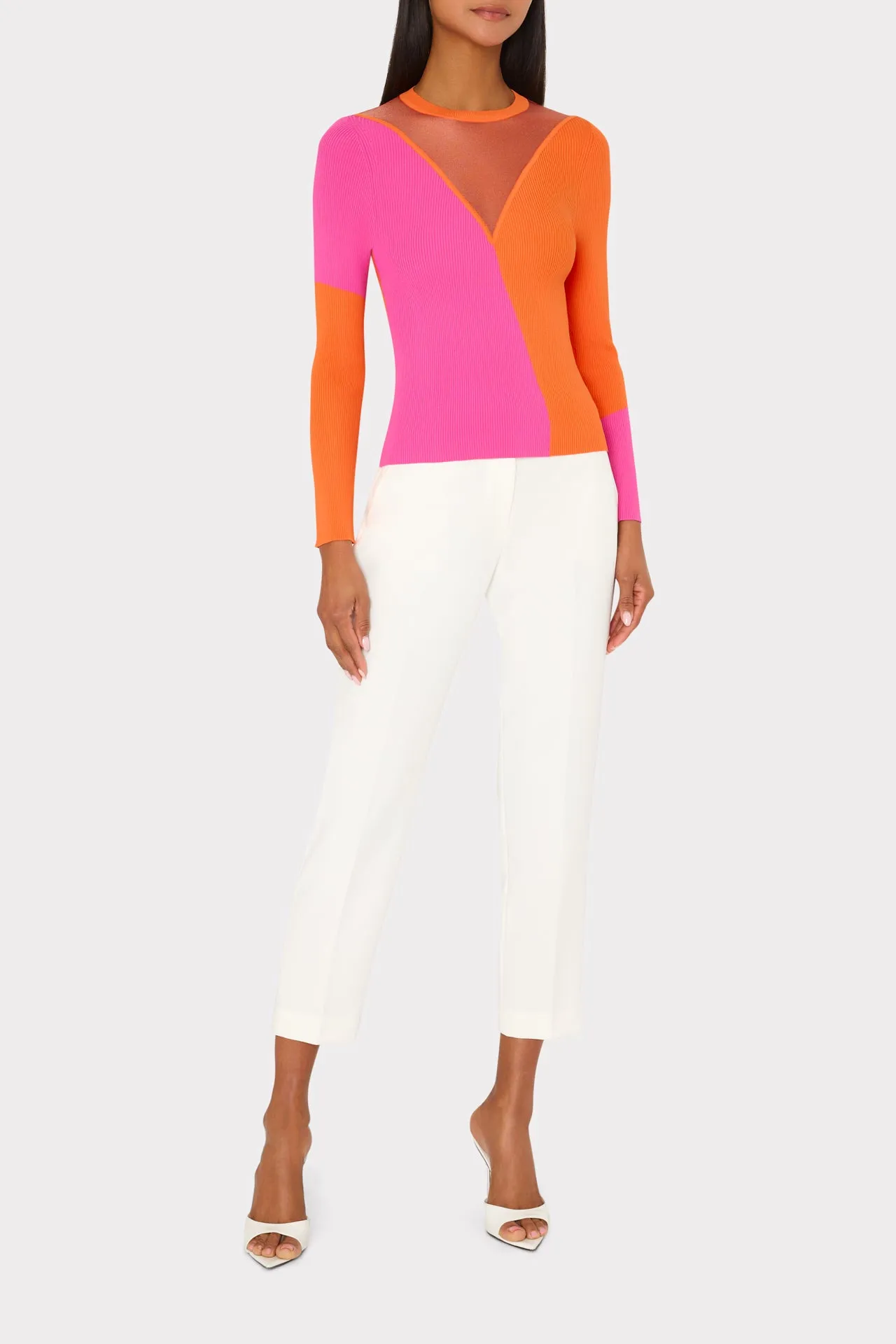 Color Block Sheer Graphic Crewneck
