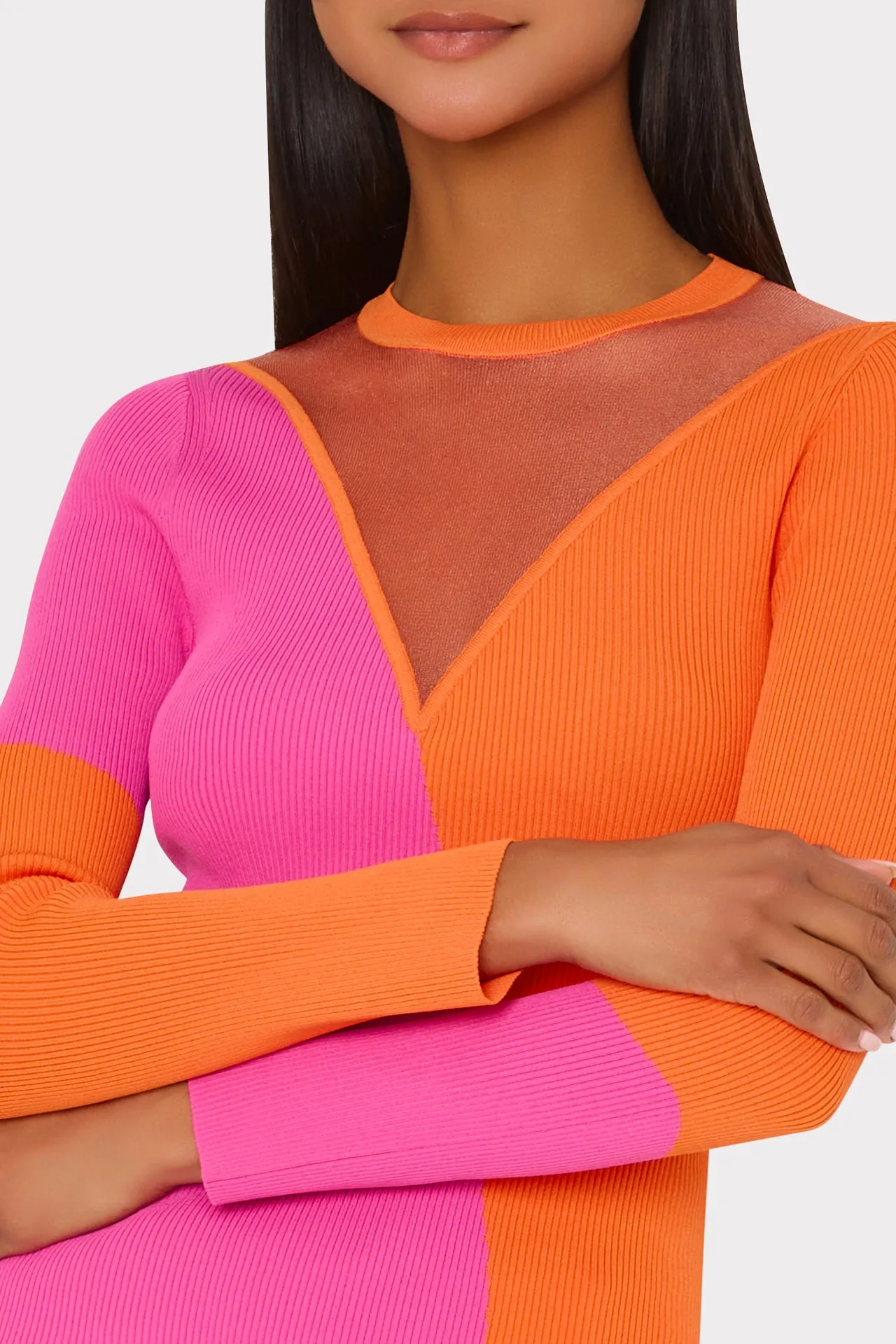 Color Block Sheer Graphic Crewneck