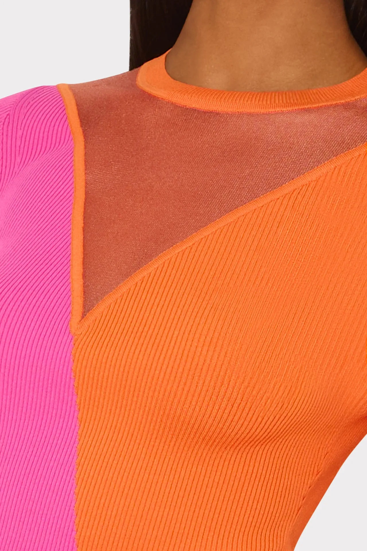 Color Block Sheer Graphic Crewneck