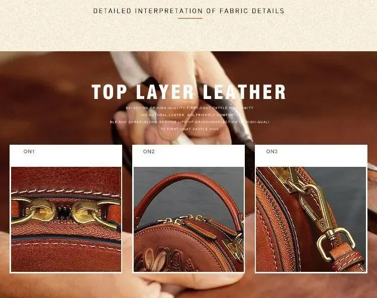 Embossed Rabbit Handbag Genuine Leather