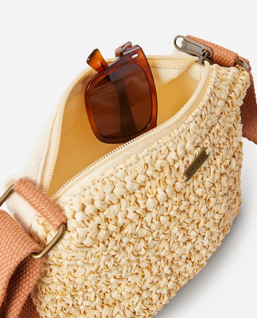 Essentials Straw Crossbody Bag in Natural