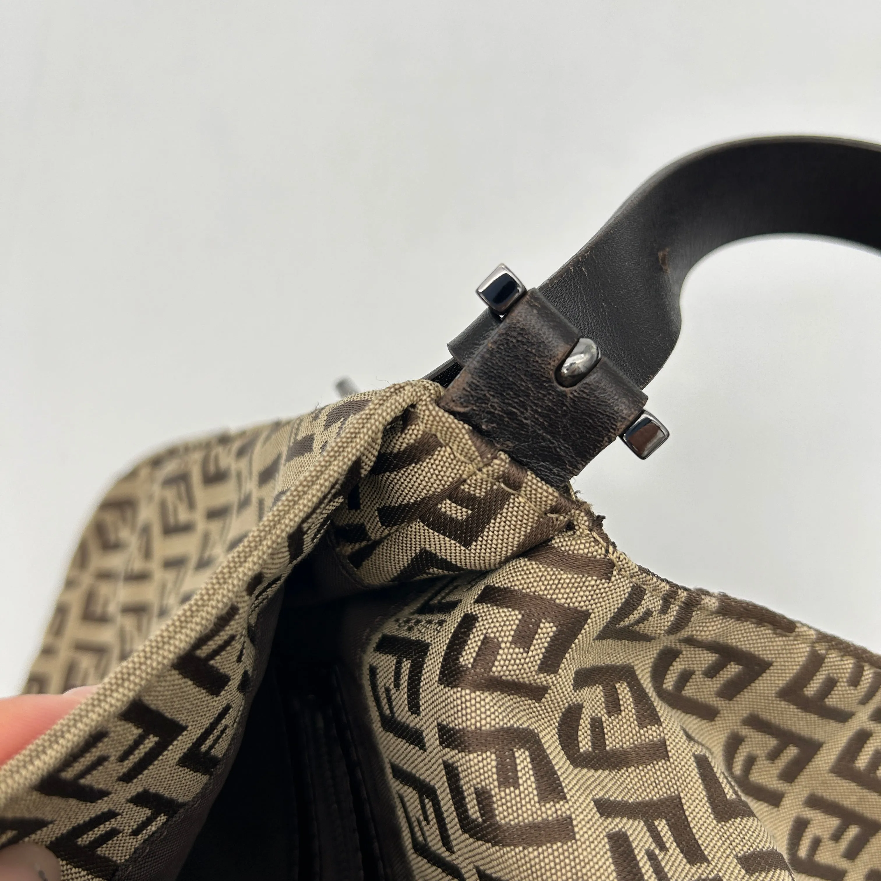 Fendi Brown Canvas Shoulder Bag Medium