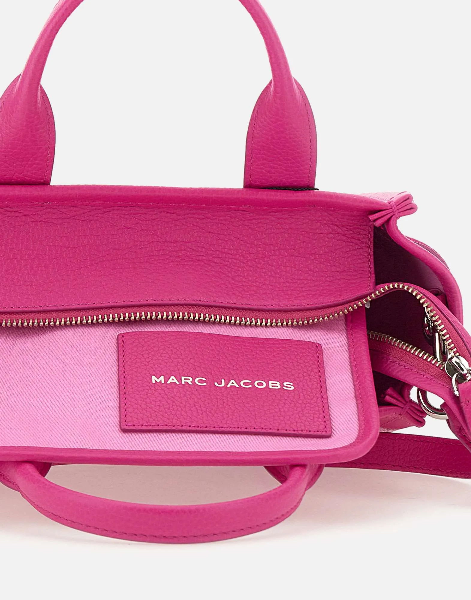 Leather Small Tote Fuchsia Handbag
