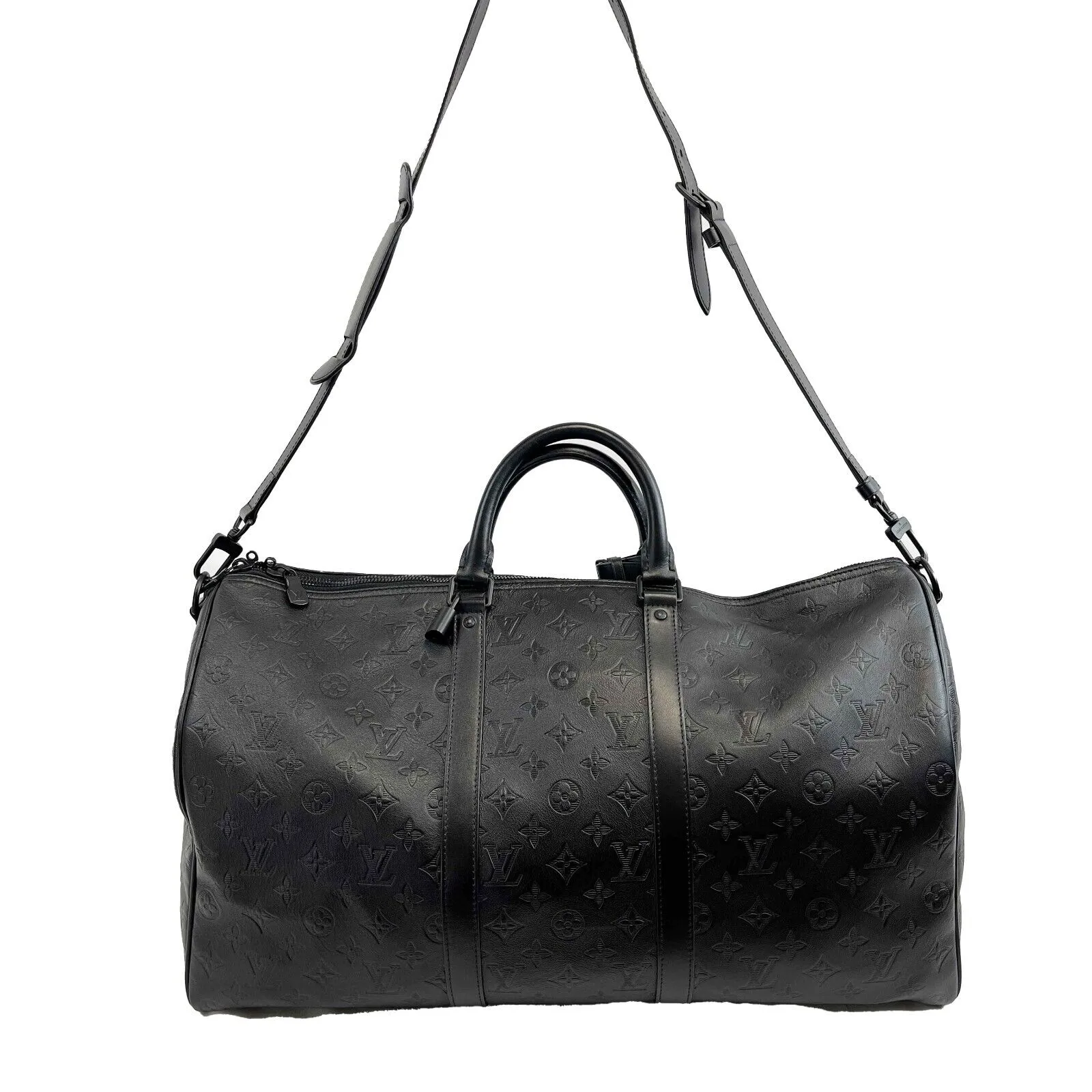 Louis Vuitton - Excellent - Keepall Bandoulire 50 - Black Duffle w/ Strap
