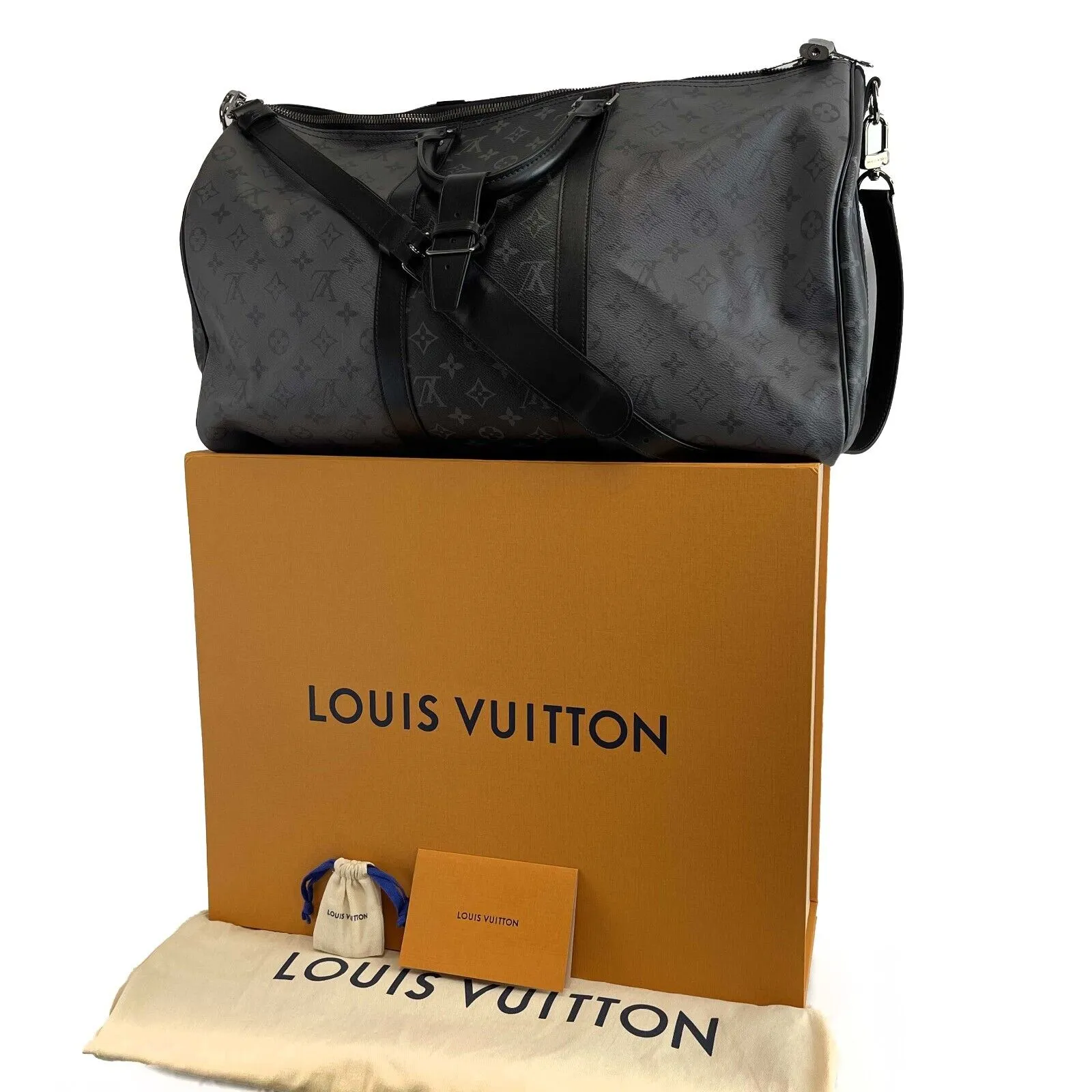 Louis Vuitton Keepall Bandoulire 50 Reverse Monogram Eclipse Black Handbag