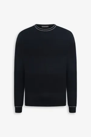 Maglia girocollo color block blu