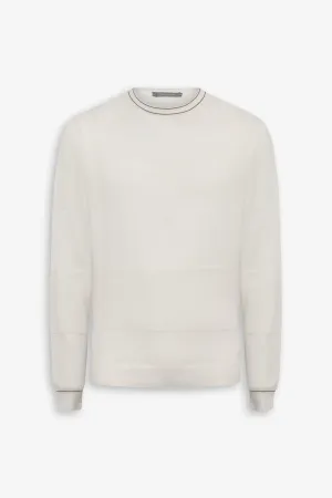 Maglia girocollo color block panna
