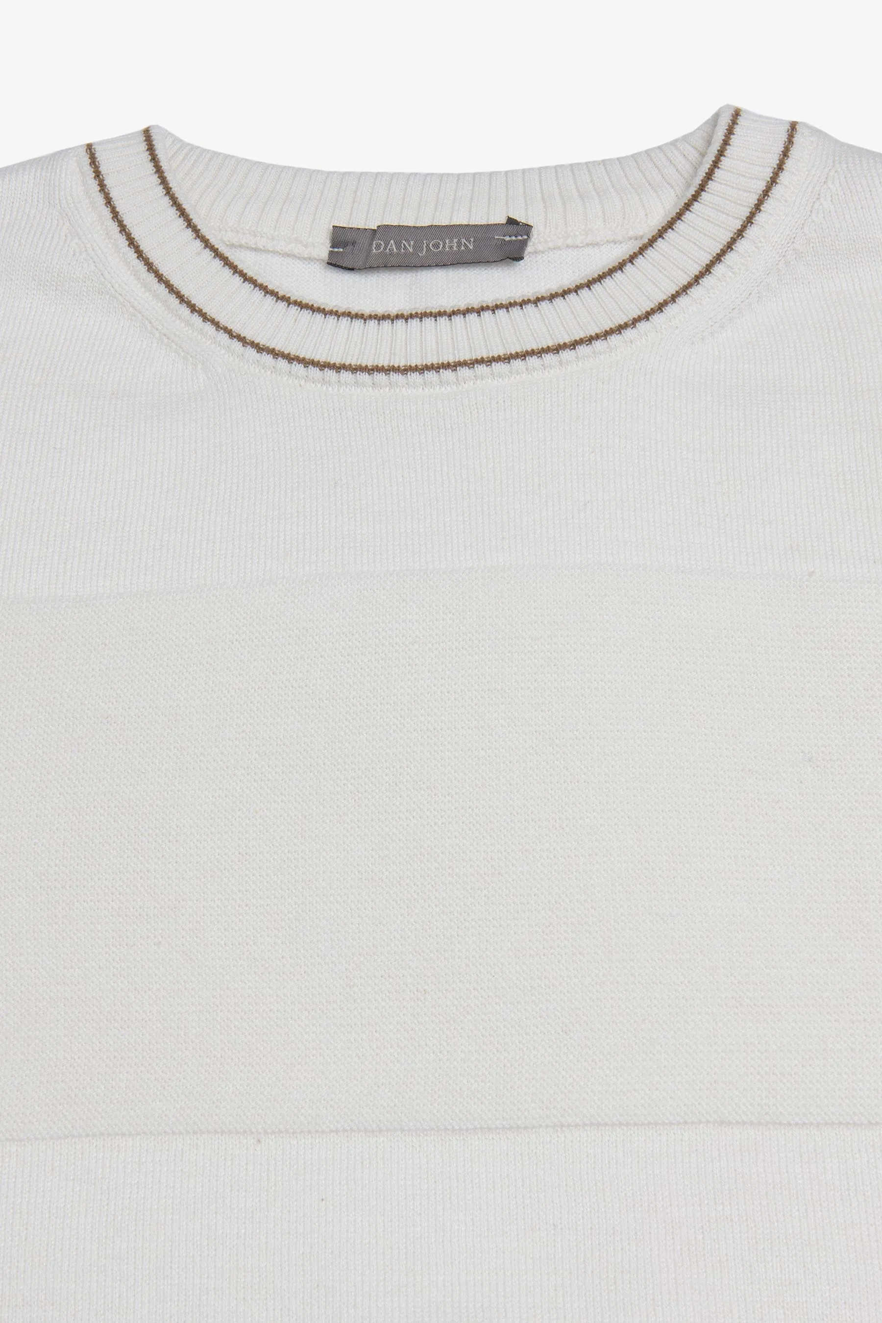 Maglia girocollo color block panna