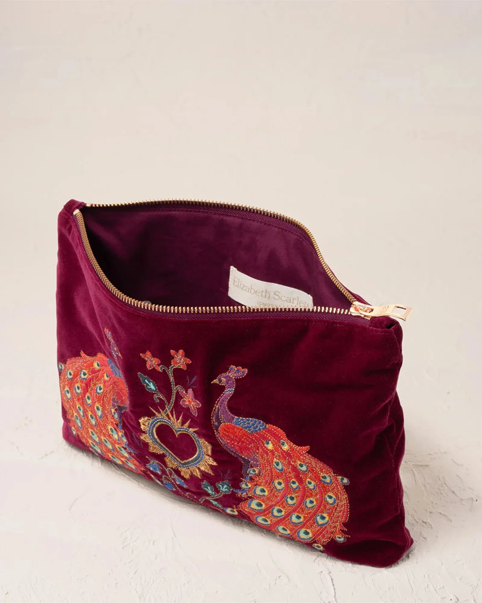 Peacock Floral Everyday Pouch - Ruby