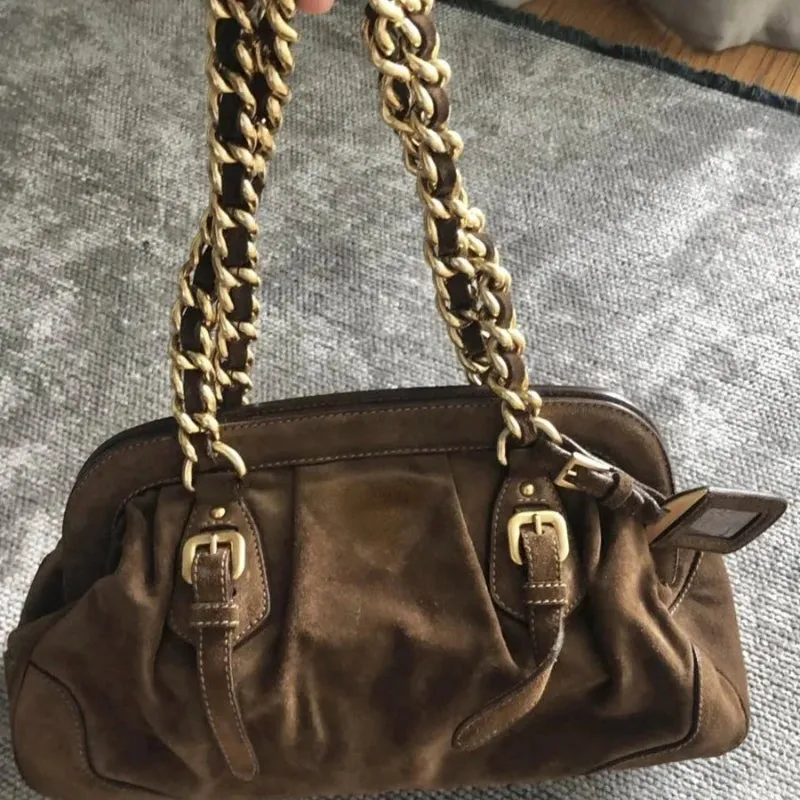 Sohiwoo Fashion Vintage Women Handbags Chic Chain Frosted Suede Underarm Shoulder Bag Large Capacity Luxury Design Soft Tote Boston Bags