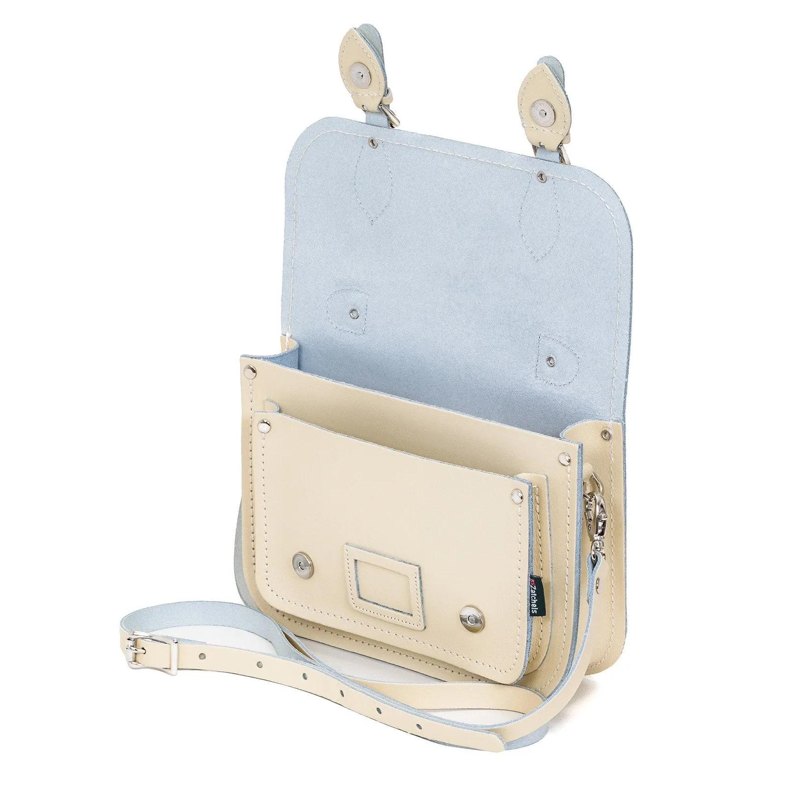 The Giselle - Leather Midi Satchel in Pastel Cream