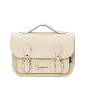 The Giselle - Leather Midi Satchel in Pastel Cream