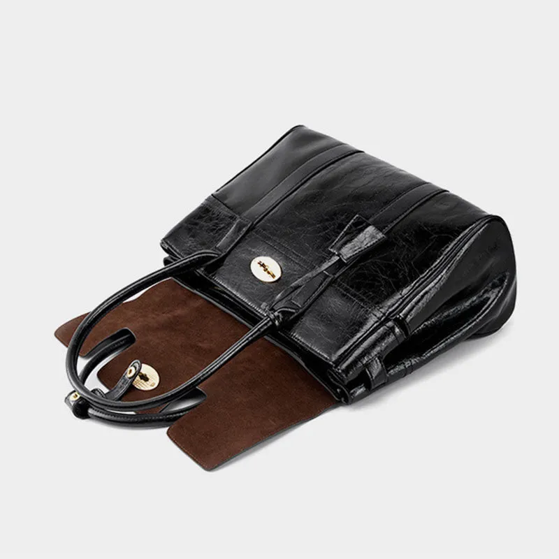 Women Retro Soft Leather Casual Tote Bag