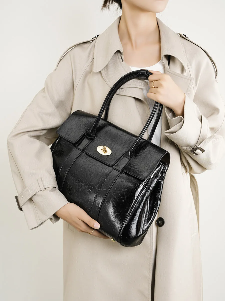 Women Retro Soft Leather Casual Tote Bag